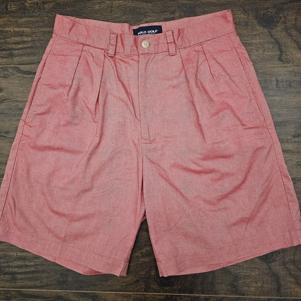 Polo Golf Ralph Lauren Men's 30 Pink Chino Pleated Shorts Pockets Cotton